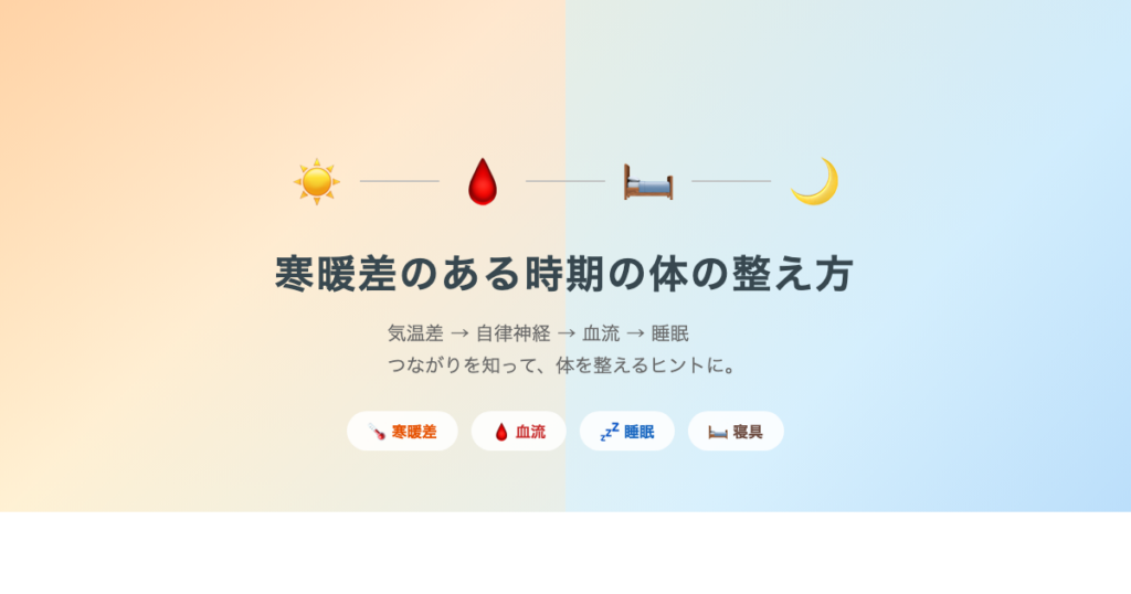 寒暖差のある時期の体の整え方 - 寒暖差・血流・睡眠・寝具