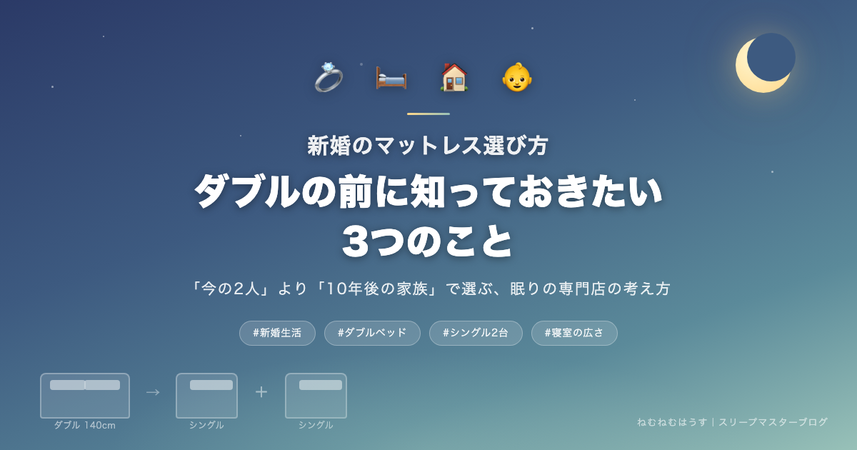 新婚のマットレス選び方|ダブルの前に知っておきたい3つのこと - ねむねむはうすスリープマスターブログ